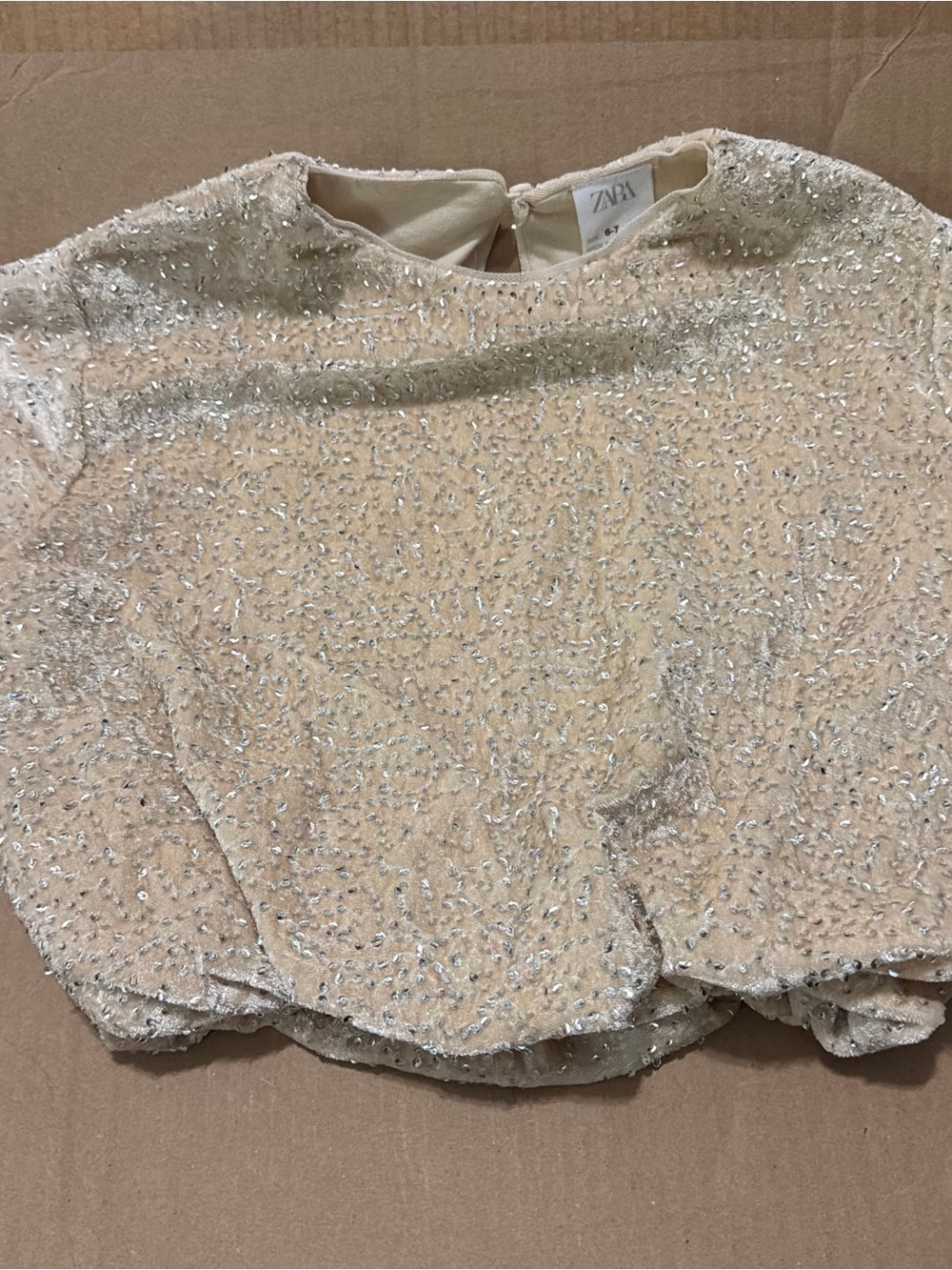 Zara Cream Sequin Crop Top